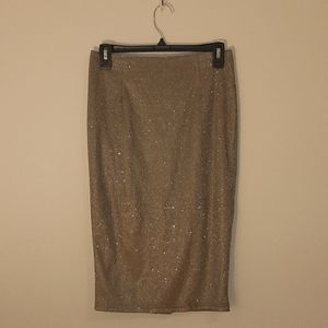 Gold knee length skirt